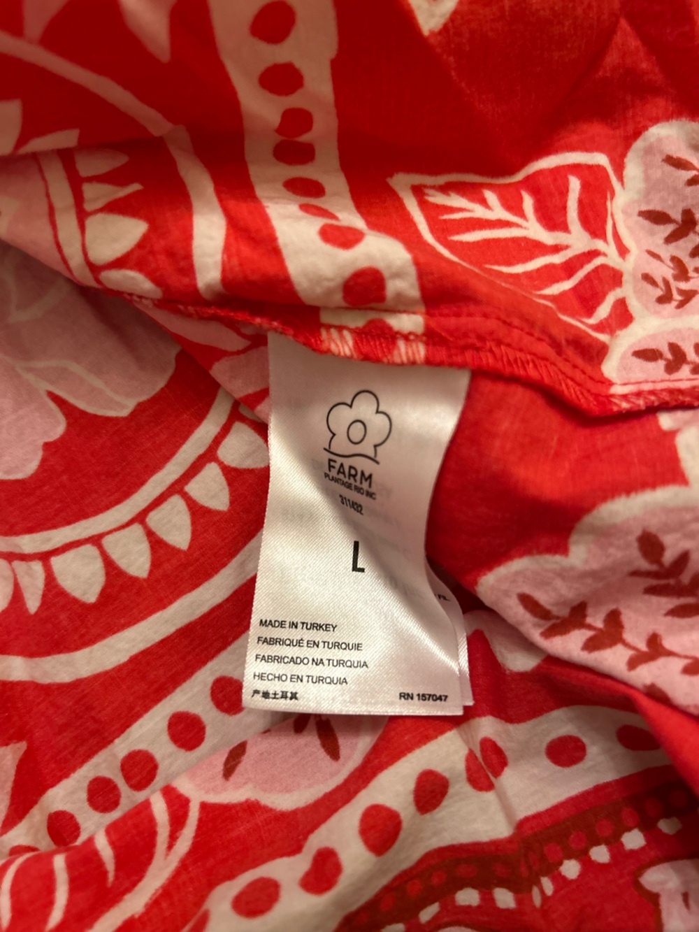 Farm Rio Summer Sunrise Cotton Mini Red White Dress size L - Picture 6 of 7